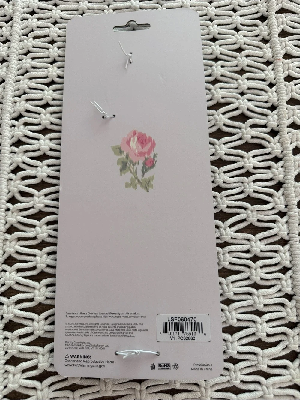 NIP LoveShackFancy x Target Case-Mate Pink Floral Keychain Charm Strap